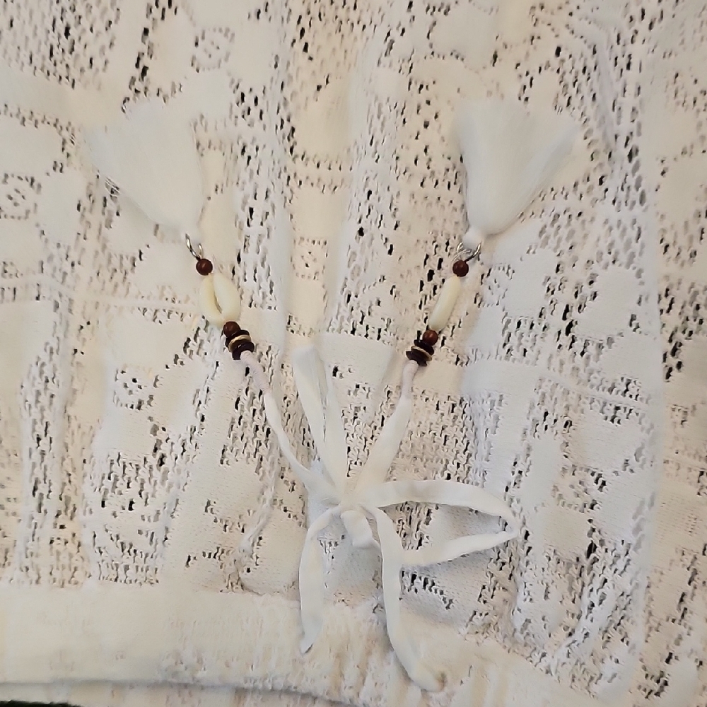 Cream Embellished Midi Pencil Skirt Resort Wear - Picture 5 of 9